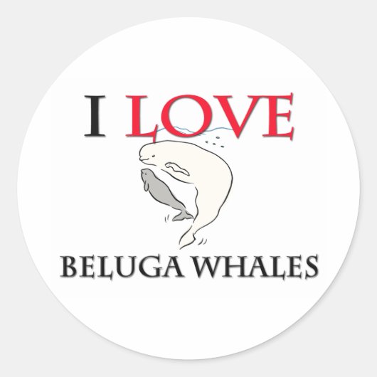 Ik hou van Beluga Whales Ronde Sticker (Voorkant)