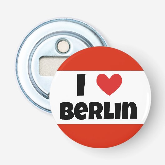 Ik hou van Berlijn Button Flesopener (Voorkant)