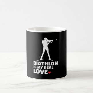 Ik hou van biatlon Stylish biathlon silhouette Koffiemok
