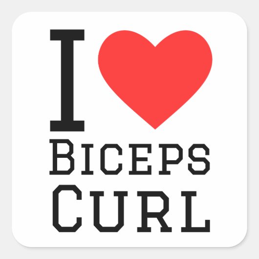 Ik hou van biceps curl vierkante sticker (Voorkant)