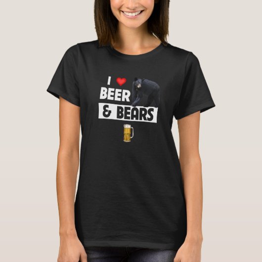 Ik hou van bier en Beren grappig Drink Camping Wil T-shirt (Voorkant)