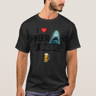Ik hou van bier en haaien  Drinkende Grote Witte O T-shirt
