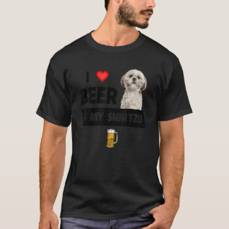 Ik hou van bier en mijn sjiitische Tzu mam pap hon T-shirt