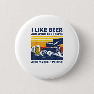 Ik hou van bier- en sprint-autoraces en m ronde button 5,7 cm