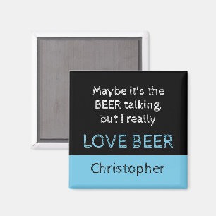 Ik hou van bier zwart en blauw met een naam magneet