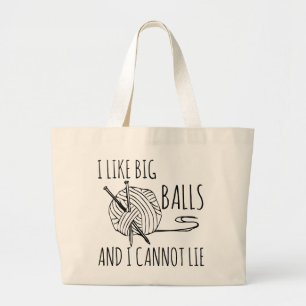 Ik hou van Big Balls Funny Knitting Grote Tote Bag