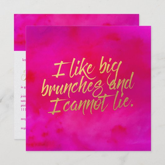 Ik hou van Big Brunches Invitation Pearl Shimmer P Kaart (Voorkant / Achterkant)