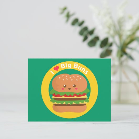 Ik hou van Big Buns, Kawaii Big Burger Briefkaart (Staand voorkant)