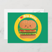 Ik hou van Big Buns, Kawaii Big Burger Briefkaart (Voorkant / Achterkant)