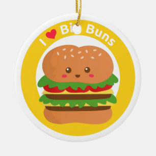 Ik hou van Big Buns, Kawaii Big Burger Keramisch Ornament