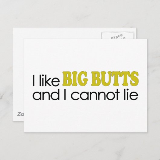 Ik hou van Big Butts Briefkaart (Voorkant / Achterkant)