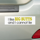 Ik hou van Big Butts Bumpersticker (Op auto)
