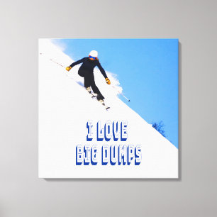 Ik hou van Big Dpomp Snow Ski Downhill Canvas Afdruk