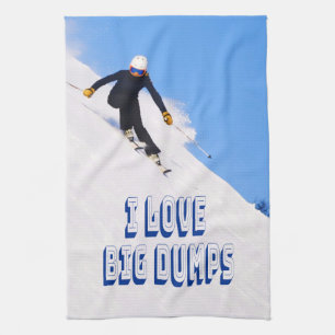 Ik hou van Big Dpomp Snow Ski Downhill Theedoek