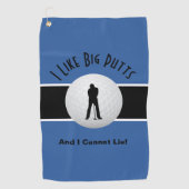 Ik hou van Big Putts Golf Humor Fun Blue Black Golfhanddoek (Voorkant)