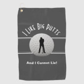 Ik hou van Big Putts Golf Humor Fun Gray White Golfhanddoek (Voorkant)