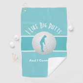 Ik hou van Big Putts Lady Golfer Blauwgroen Groen Golfhanddoek (Insitu)
