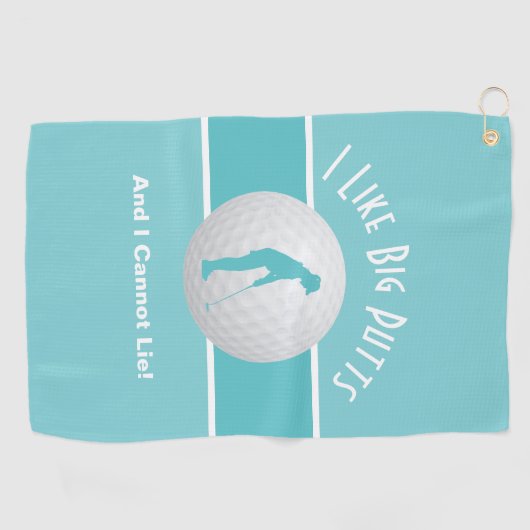 Ik hou van Big Putts Lady Golfer Blauwgroen Groen Golfhanddoek (Horizontaal)