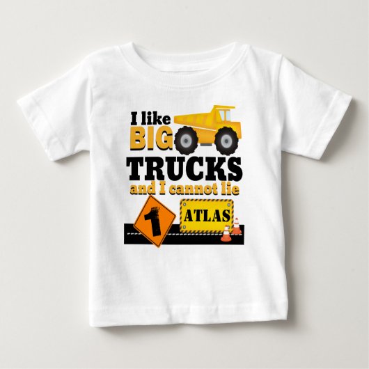 Ik hou van Big Trucks Construction Birthday Shirt (Voorkant)