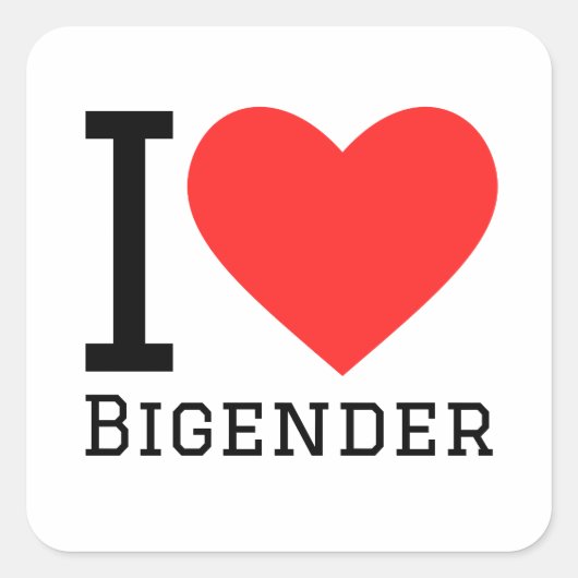 Ik hou van bigender vierkante sticker (Voorkant)