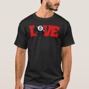 Ik hou van biljart 8 bal Pool Speler Carom Engels T-shirt