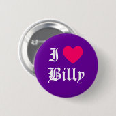 Ik hou van Billy Ronde Button 5,7 Cm (Voorkant /achterkant)