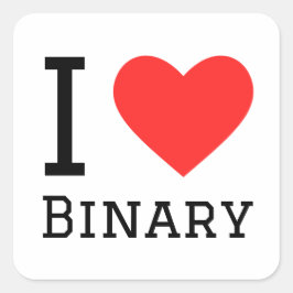 Ik hou van binair getal vierkante sticker