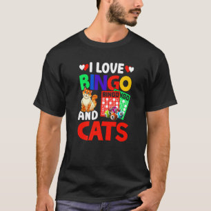Ik hou van Bingo en Cats Bingo Caller Humor Loteri T-shirt