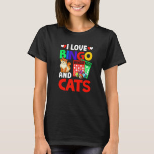 Ik hou van Bingo En Katten Bingo Caller Humor Lote T-shirt