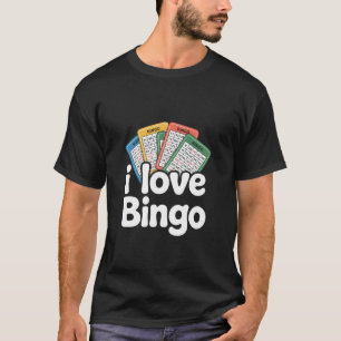 Ik hou van Bingo Kleurrijk Kaartspel Plezierig T-shirt