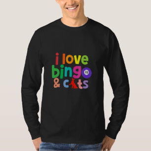 Ik hou van bingo's en katten die dierlijke grappig t-shirt