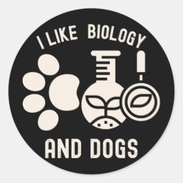Ik hou van biologie en honden, biologiestudent ronde sticker