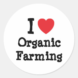 Ik hou van biologische landbouw hart op maat geper ronde sticker