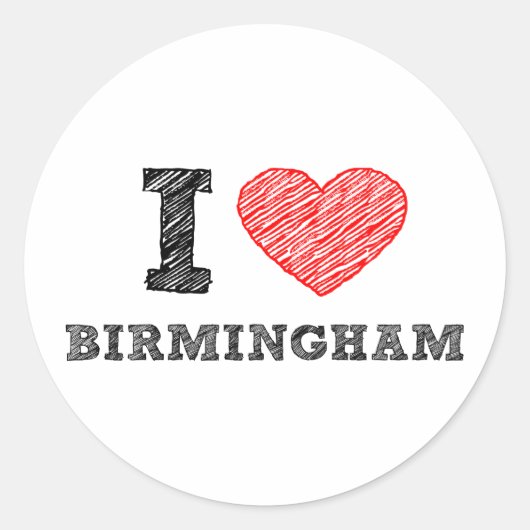 Ik hou van Birmingham Ronde Sticker (Voorkant)