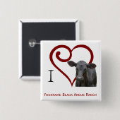 Ik hou van Black Angus Beef Vierkante Button 5,1 Cm (Voorkant /achterkant)
