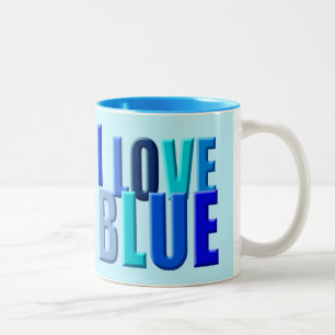 Ik hou van blauw tweekleurige koffiemok