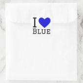 Ik hou van blauw vierkante sticker (Tas)