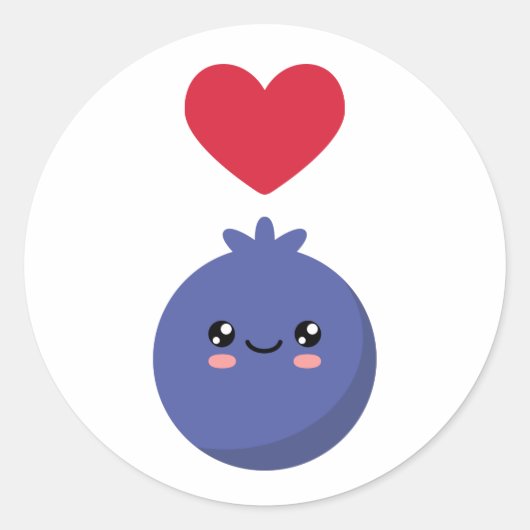 Ik hou van Blauwe bessen Ronde Sticker (Voorkant)
