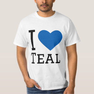 Ik hou van blauwgroen t-shirt