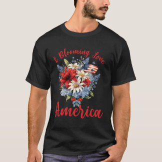 Ik hou van bloeiende Amerika USA Bloemen Bloemen B T-shirt