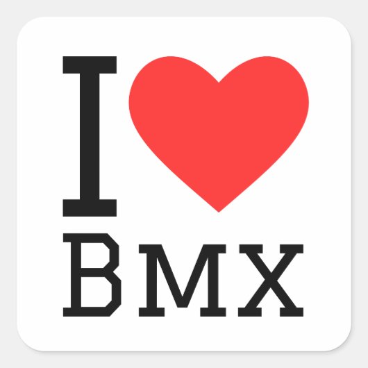 Ik hou van bmx vierkante sticker (Voorkant)