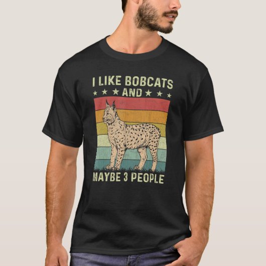 Ik hou van Bobcats en misschien 3 mensen Retro 60s T-shirt (Voorkant)