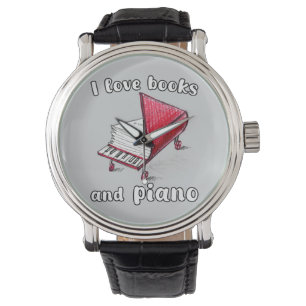 Ik hou van boeken en piano, authentieke kunst uit  horloge