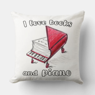Ik hou van boeken en piano, authentieke kunst uit kussen
