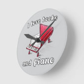 Ik hou van boeken en piano, authentieke kunst uit ronde klok (Hoek)