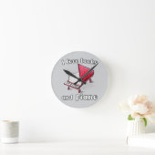 Ik hou van boeken en piano, authentieke kunst uit ronde klok (Huis)