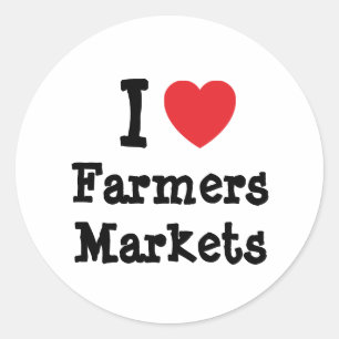 Ik hou van boerenmarkten, op maat gesneden ronde sticker