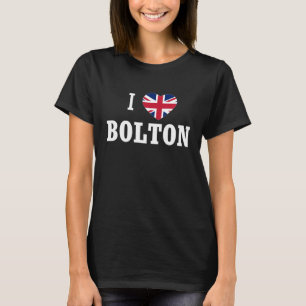 Ik hou van Bolton Engeland Union Jack Vlag Hart En T-shirt