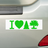Ik hou van bomen bumpersticker (Op auto)