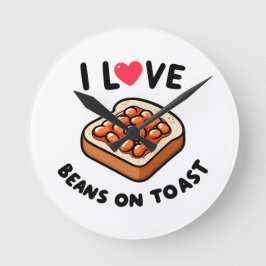 Ik hou van bonen op toast ronde klok
